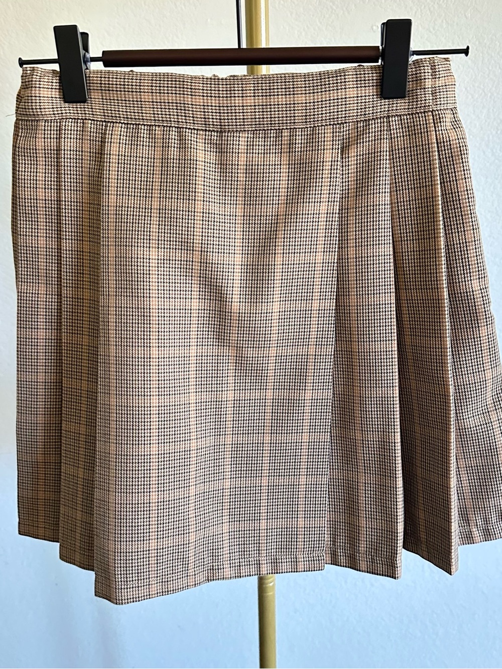 Uniqlo Girls Brown Plaid Pleated Mini Skort NWOT 150cm (Approx US 10-12)
